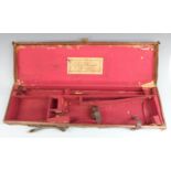 Army & Navy leather and canvas bound shotgun case with fitted interior and 'Army & Navy Co-Operative