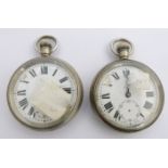 Two British Railways Midland Region Limit keyless winding open faced pocket watches, both with