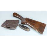 Beretta Silver Pigeon walnut shotgun stock with chequered semi-pistol grip and vacant cartouche to