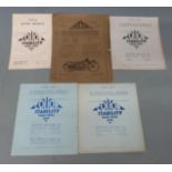 Cotton motorcycle brochures comprising circa 1925 brochure including race wins and fold out