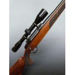 Sako 75 Hunter .25-06REM bolt-action rifle with chequered semi-pistol grip, raised cheek piece,