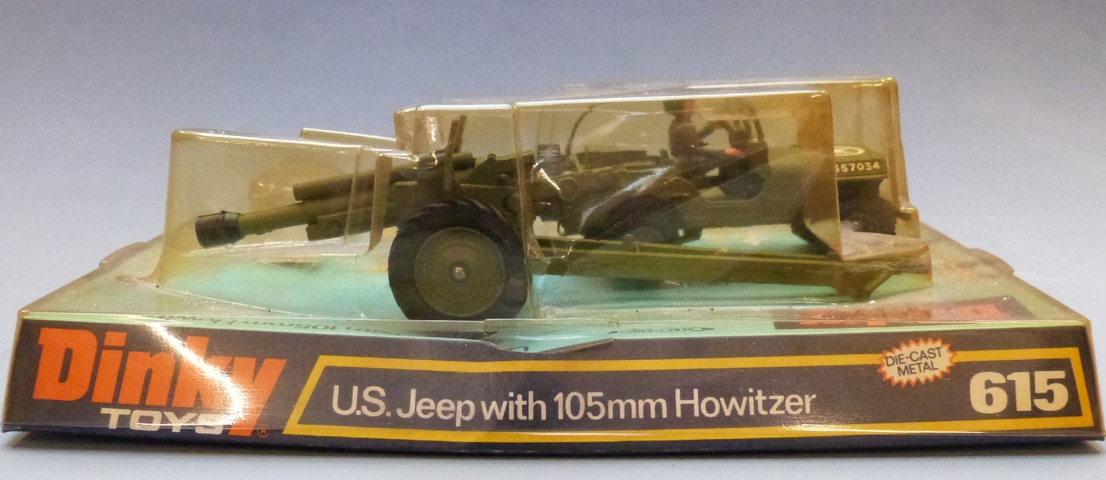Two Dinky Toys diecast model military vehicles US Jeep with 105mm Howitzer 615 and Volkswagen KDF - Image 8 of 9