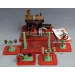 Mamod SE.2a stationary live steam engine in original box, with five accessories including hammer,