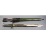 German 88/98 pattern Ersatz all steel version of the 98/05 sawback bayonet with grooved grip, 36cm