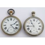 Two keyless winding open faced pocket watches, one a Limit British Railways Midland region the other