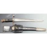 British 1856/58 pattern Cadet sword bayonet with some clear stamps, fullered blade shortened to