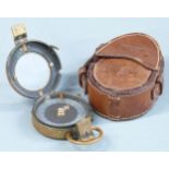 British Army WWI compass Number 71971 dated 1917 with leather case by J B Brooks and Co Ltd 1912