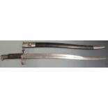 British 1856/58 pattern sword bayonet with some clear stamps, 58cm fullered yataghan blade, with