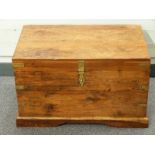 A 19thC brass bound fruitwood/hardwood chest with two handles, W76 D48 H46
