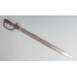 Indian made all steel sword bayonet engraved Langet with ribbed hilt, probably inspired by British
