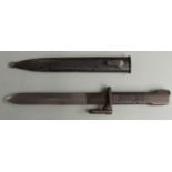 British trials pattern X2E1 bayonet with 18cm double edged blade and scabbard