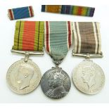 WWII Defence Medal, King George VI coronation medal and Police Long Service and Good Conduct Medal