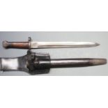 British 1888 pattern bayonet commercial/ volunteers type no oil hole or markings, blade length 30cm,