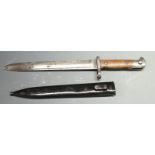 German 1871/84 pattern bayonet with WC Schilling to ricasso, 25cm fullered blade and scabbard