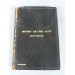 Victorian Mersey Railway Acts 1866-1920 leather bound book, height 27cm