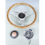 Moto-Lita wooden rimmed classic car steering wheel with splined fitment, in Classic Gold box