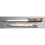 German 84/98 pattern bayonet with flashguard, Erfurt to ricasso, 9.H.3.79 to guard and 25cm fullered