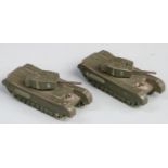 Two models of Churchill tanks, Rowley Workshops, Kensington Decal to underside