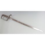 Austrian sword with shagreen and wire grips stamped A Werth to ricasso, with 64cm fullered blade