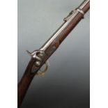 Enfield 1862 percussion hammer action rifle with lock stamped with crown over 'VR' cypher and '