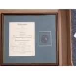 German Third Reich Nazi wound badge, framed and mounted with certificate
