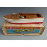NBK battery operated New Streamlined Motorboat with painted body, 2S, in original box.