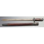 British 1907 pattern sword bayonet with cleaning hole to pommel, clear stamps to ricasso,