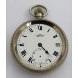 Great Western Railway Kays keyless winding open faced pocket watch with subsidiary seconds dial,