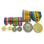 British Army WWI medals comprising the War Medal and Victory Medal named to 34020 Pte M