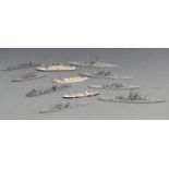 Eleven Neptun and similar diecast model waterline ships including Merchant Navy, Hindenburg,