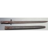 British 1907 pattern sword bayonet with clear stamps to pommel and some to ricasso, 42cm fullered