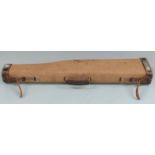 Leather and canvas leg of mutton gun case with fitted interior, 79cm long.