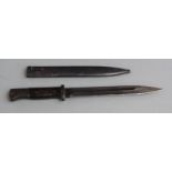 German 84/98 pattern bayonet with flashguard and grooved grip, 44 ASW 8599 to ricasso, 25cm fullered