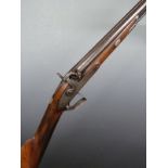 William Dudley 16 bore percussion hammer action gun with named lock engraved with bird scenes,