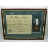 German WWI Bavarian Military Merit Cross medal, framed with certificate