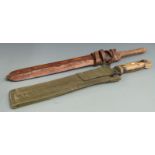 Two Martindale machetes including a vintage leather handled example, longest 50cm