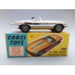 Corgi Toys diecast model 'E' Type Jaguar Competition Model with chrome body, black interior,
