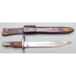 Canadian M1910 pattern knife bayonet with clear stamps to pommel, 25cm unfullered sharpened blade,