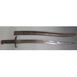 British 1856/58 pattern sword bayonet with some clear stamps, 58cm fullered yataghan blade, with