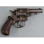 Webley .442 'British Bulldog' five shot double action revolver with engraved frame, chequered wooden