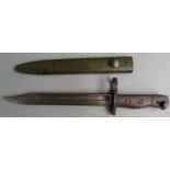 British No5 Mk1 pattern knife bayonet stamped 187 to ricasso, with large muzzle ring, 20cm 'bowie'