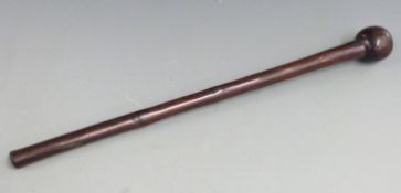A 19thC African tribal knobkerrie, probably rosewood L45cm