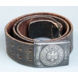 German Third Reich Nazi 'Gott Mit Uns' steel belt buckle and leather belt