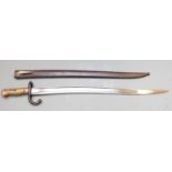 French 1866 pattern chassepot bayonet with downswept quillon, A51236 stamped to crosspiece,