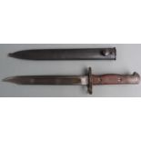 British No5 style bayonet with 22cm fullered Bowie blade and scabbard