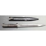 German 84/98 pattern bayonet, AWS makers, with grooved grips, flashguard, 25cm fullered blade and