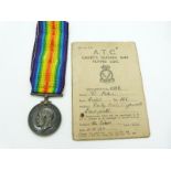 British Army WWI War Medal named to 19802 Pte F Duroe Notts & Derby Regiment together with a WWII