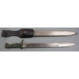 German 88/98 pattern Ersatz all steel version of the 98/05 'butcher' bayonet, with grooved hilt,