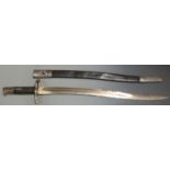 British 1856/58 pattern sword bayonet, 57.5cm fullered yataghan blade, with scabbard