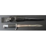 German KS98 pattern bayonet with Alcoso maker's mark to ricasso, 25cm fullered blade, scabbard and
